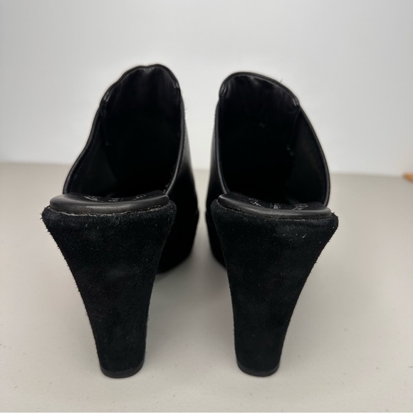 Kork-Ease Leather Heeled Clogs Women’s 10 Black Leather Slip-on Mule Zipper Shoe - Picture 5 of 16